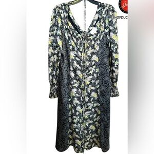 CINQ A SEPT||JESSICA PANELED PRINT MIDI DRESS, Size 10, Like New Retails $425